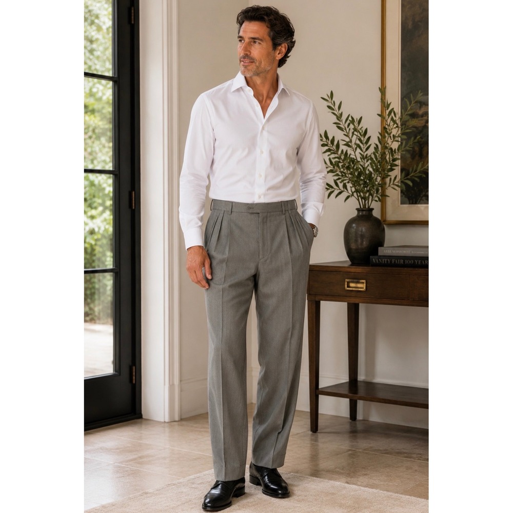 Zanella Men's Gray Jesse Pleated Wool Dress Pants Made in Italy Sz 36 NWT